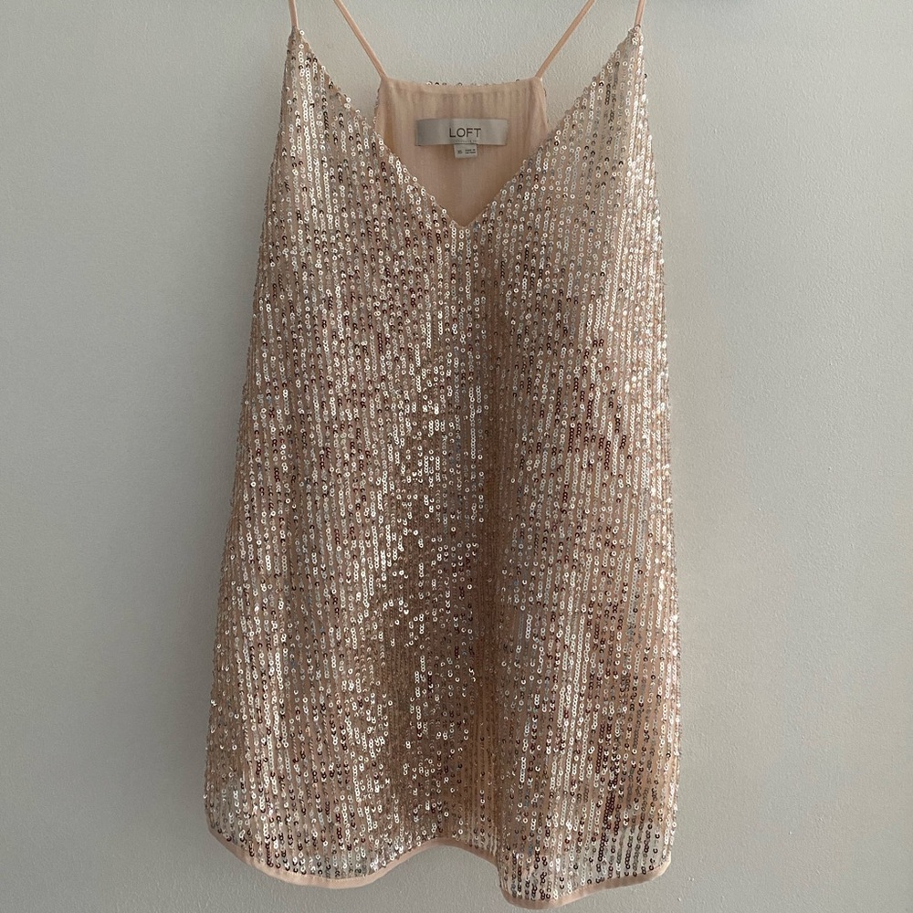 LOFT Sparkling Sequin V-Neck Top